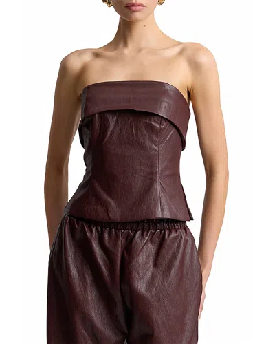 Avec Les Filles Faux Leather Foldover Strapless Top In Multi