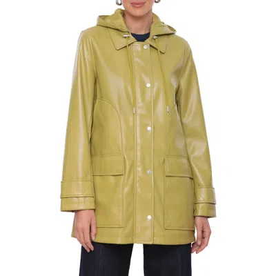 Avec Les Filles Faux Leather Hooded Jacket In Avocado