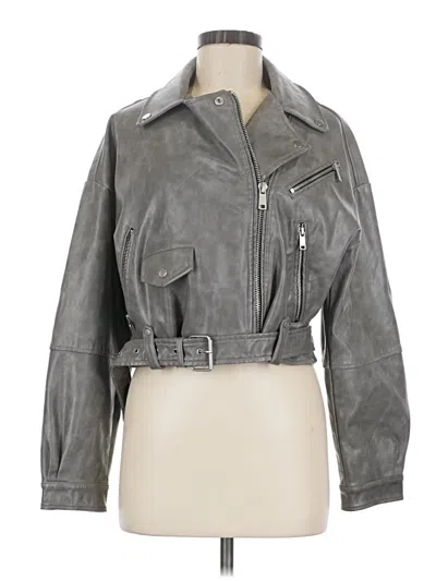 Pre-owned Avec Les Filles Faux Leather Jacket In Gray