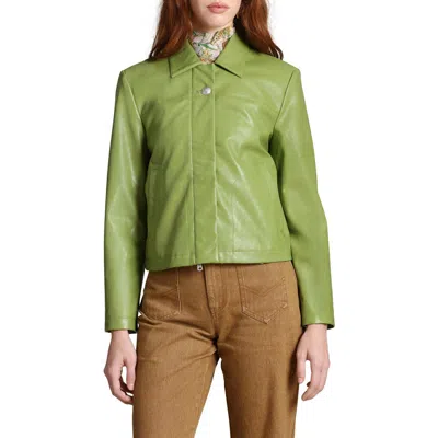Avec Les Filles Faux Leather Jacket In Green