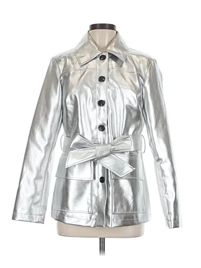 Pre-owned Avec Les Filles Faux Leather Jacket In Silver