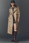Avec Les Filles Faux-leather Piped Trench Coat Jacket In Nude
