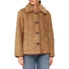 AVEC LES FILLES AVEC LES FILLES FAUX SHEARLING TEDDY COAT WITH FAUX-EVER LEATHER™ TRIM