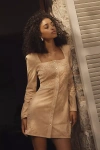 Avec Les Filles Faux-suede Long-sleeve Mini Dress In Brown