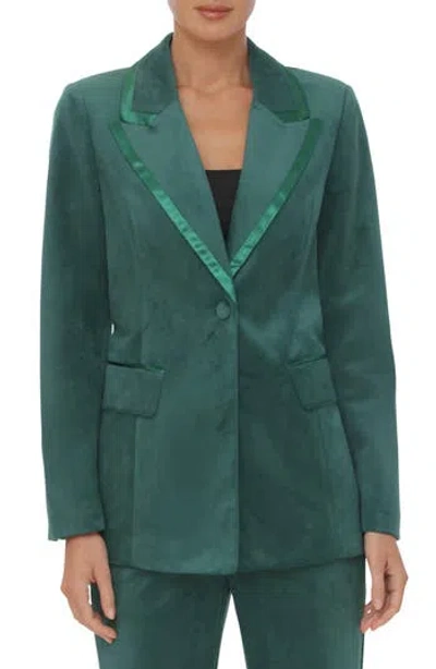 Avec Les Filles Faux Suede Tuxedo Jacket In Emerald