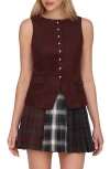 Avec Les Filles Faux Suede Vest In Burgundy