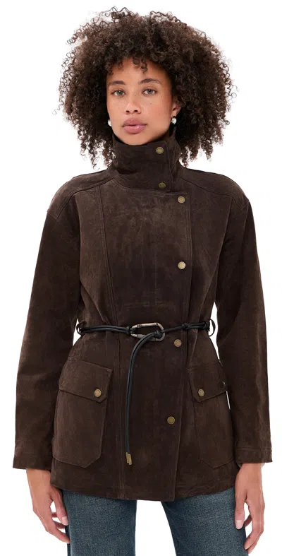 Avec Les Filles Field Belted Jacket Wood In Brown