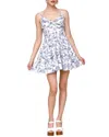 Avec Les Filles Women's Toile-print Linen-blend Tiered Fit & Flare Dress In Blue