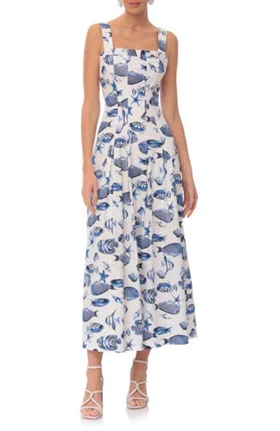 Avec Les Filles Fit And Flare Dress In Blue Marina