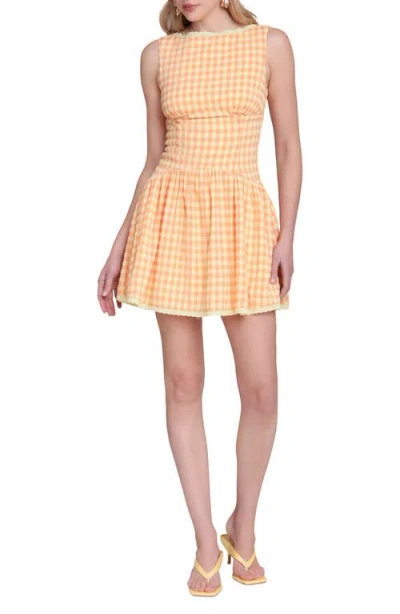 Avec Les Filles Fit & Flare Gingham Minidress In Yellow