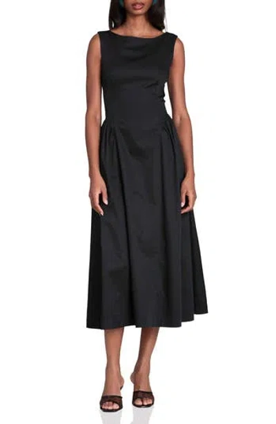 Avec Les Filles Fit & Flare Midi Dress In Black