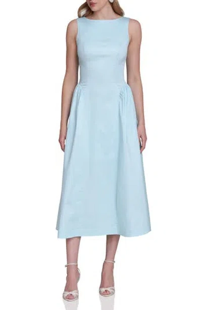 Avec Les Filles Fit & Flare Midi Dress In Blue