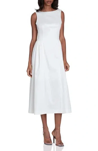 Avec Les Filles Fit & Flare Midi Dress In White