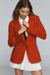 Avec Les Filles Fitted Bow Blazer Jacket In Red