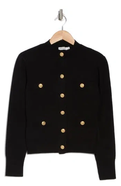 Avec Les Filles Fitted Cardigan Sweater In Black