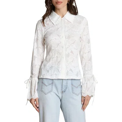 Avec Les Filles Flare Cuff Button-up Shirt In White