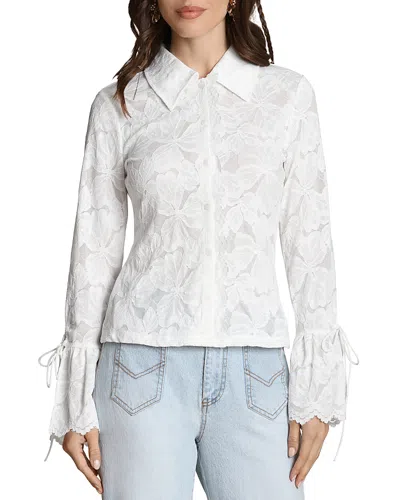 Avec Les Filles Flared Cuff Lace Blouse In White