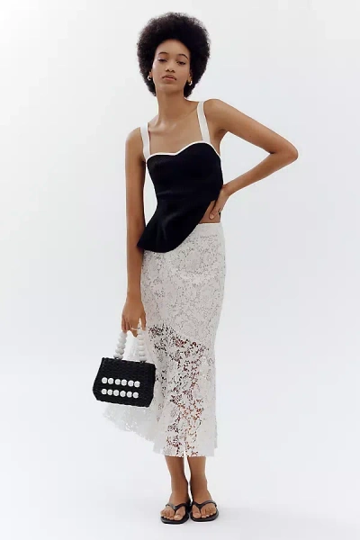 Avec Les Filles Flared Lace Midi Skirt