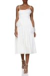 Avec Les Filles Sleeveless 3d Flower A-line Midi Dress In White