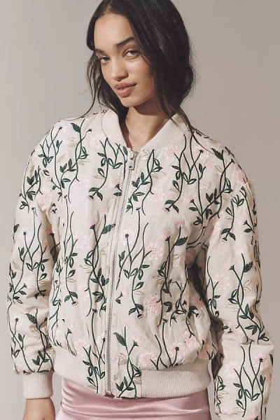 Avec Les Filles Floral Bomber Jacket In Multicolor