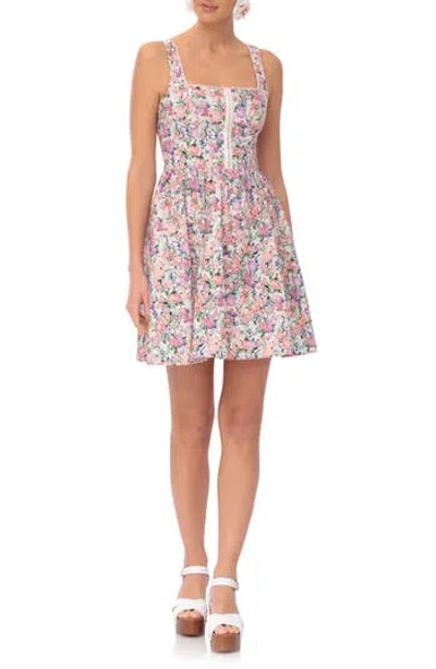 Avec Les Filles Floral Bustier Minidress In Perfect Petals