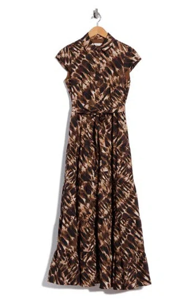 Avec Les Filles Floral Cap Sleeve Cotton Shirtdress In Multi