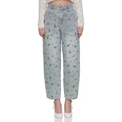 Avec Les Filles Floral Embroidered Relaxed Tapered Jeans