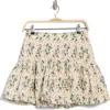Avec Les Filles Floral Embroidered Tiered Miniskirt In Cream Floral