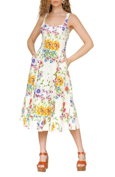 Avec Les Filles Women's Fit & Flare Floral-print Dress In Black Flower Press