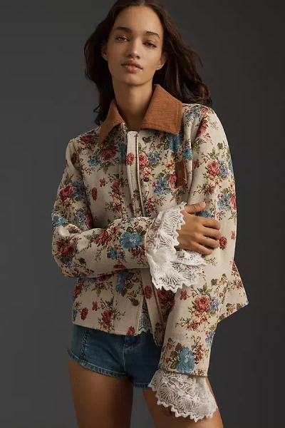 Avec Les Filles Floral Jacket In Multicolor