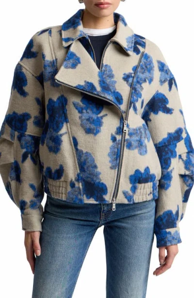Avec Les Filles Floral Jacquard Layered Bomber Jacket