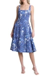 Avec Les Filles Paneled Swing Dress In Blue Lolita Patchwork