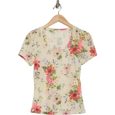 Avec Les Filles Floral Mesh Top In Ecru Wildflower Print