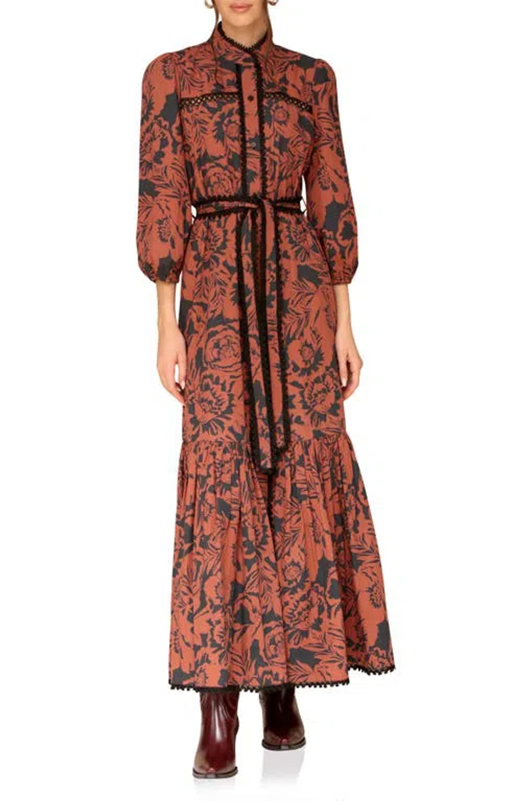 avec les filles women's long sleeves printed maxi dress Avec Les Filles Maxi Dress