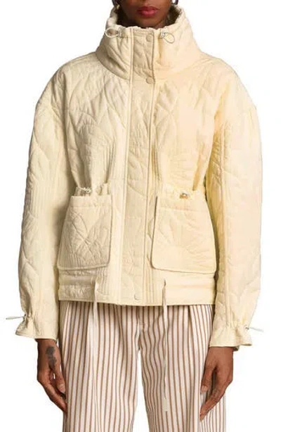 Avec Les Filles Floral Quilted Jacket In Neutral