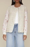 Avec Les Filles Floral Quilted Jacket In White Pink Yellow