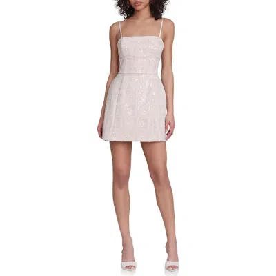 Avec Les Filles Floral Sequin Minidress In White