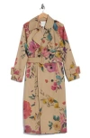 Avec Les Filles Floral Trench Coat In Multi
