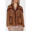 Avec Les Filles Fringe Genuine Suede Blazer In Brown
