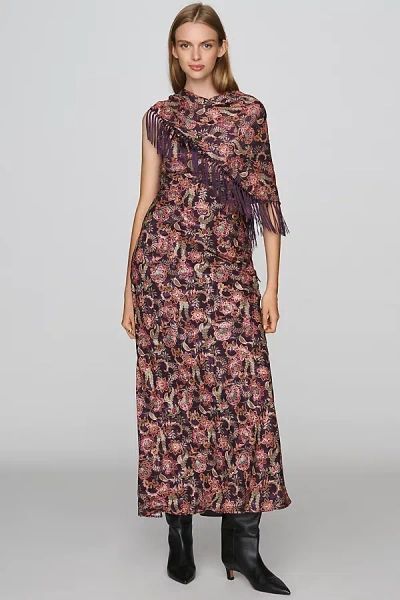 Avec Les Filles Fringed Scarf Maxi Dress In Multi