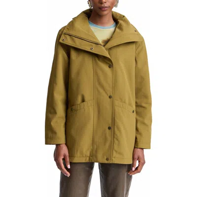 Avec Les Filles Funnel Neck Hood Rain Jacket In Gold