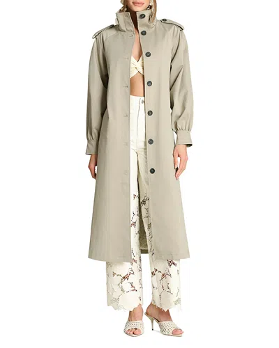 Avec Les Filles Funnel Neck Maxi Trench Jacket In Multi