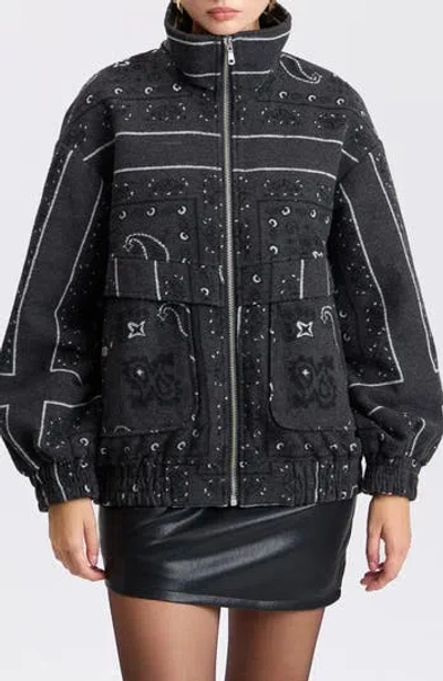 Avec Les Filles Funnel Neck Oversized Bomber Jacket In Black