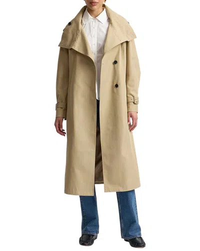 Avec Les Filles Funnel Neck Slouchy Trench Coat In Neutral
