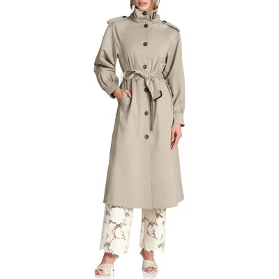 Avec Les Filles Funnel Neck Trench Coat In Multi