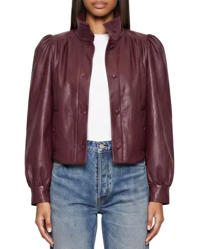 Avec Les Filles Gathered Jacket In Burgundy