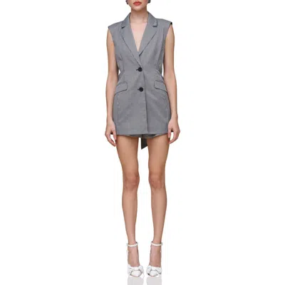 Avec Les Filles Gingham Back Bow Short Jumpsuit In Black White