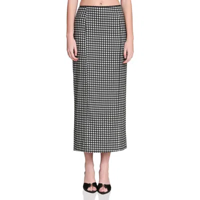 Avec Les Filles Gingham Cotton & Linen Blend Maxi Skirt In Black/ Cream Gingham