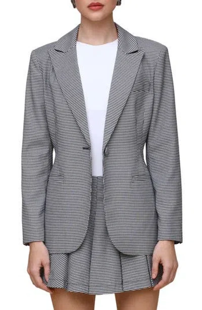 Avec Les Filles Gingham Fitted Blazer In Black White