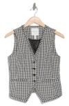 Avec Les Filles Gingham Fringe Trim Vest In Black White
